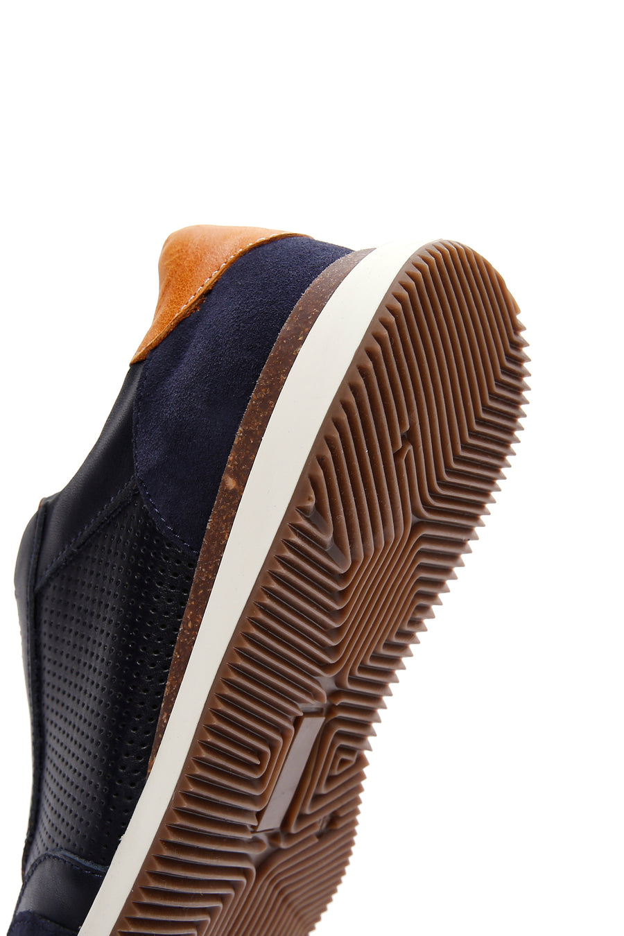 Erkek Lacivert Deri Süet Detaylı Sneaker