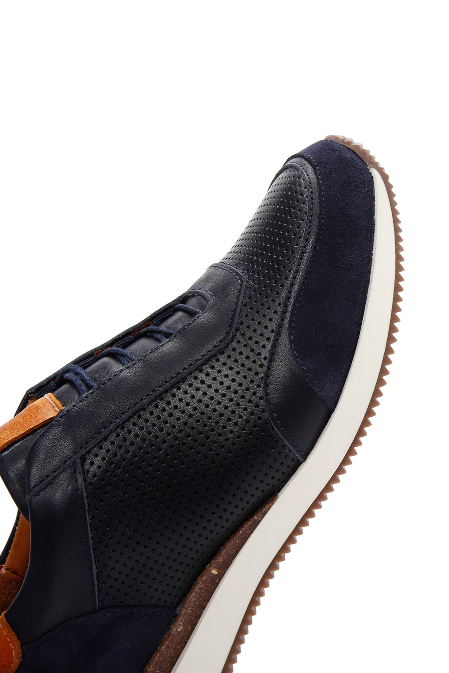 Erkek Lacivert Deri Süet Detaylı Sneaker