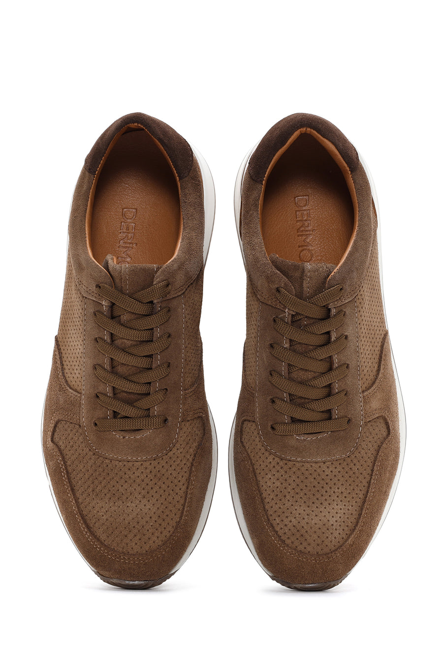 Erkek Vizon Süet Deri Baskılı Sneaker
