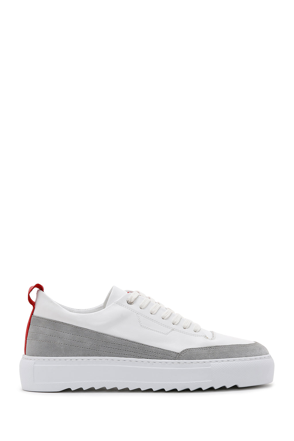Erkek Beyaz Deri Kalın Tabanlı Sneaker