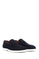 Men's Navy Blue Suede Leather Sports Loafer | Derimod