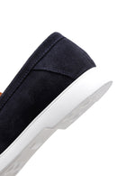 Men's Navy Blue Suede Leather Sports Loafer | Derimod