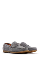 Men's Gray Suede Leather Loafer | Derimod