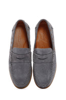 Men's Gray Suede Leather Loafer | Derimod