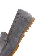 Men's Gray Suede Leather Loafer | Derimod