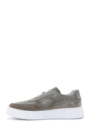 Erkek Haki Süet Deri Detaylı Kalın Tabanlı Sneaker | Derimod