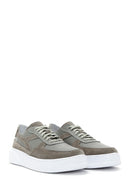 Erkek Haki Süet Deri Detaylı Kalın Tabanlı Sneaker | Derimod