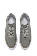 Erkek Haki Süet Deri Detaylı Kalın Tabanlı Sneaker | Derimod