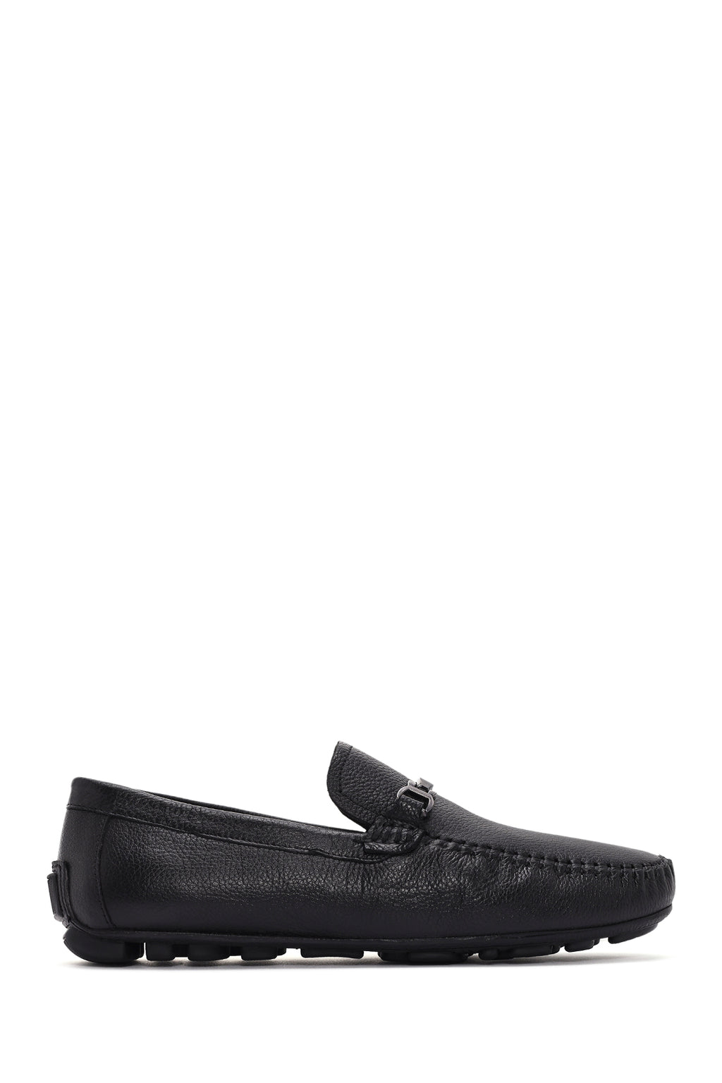 Erkek Siyah Tokalı Deri Casual Loafer