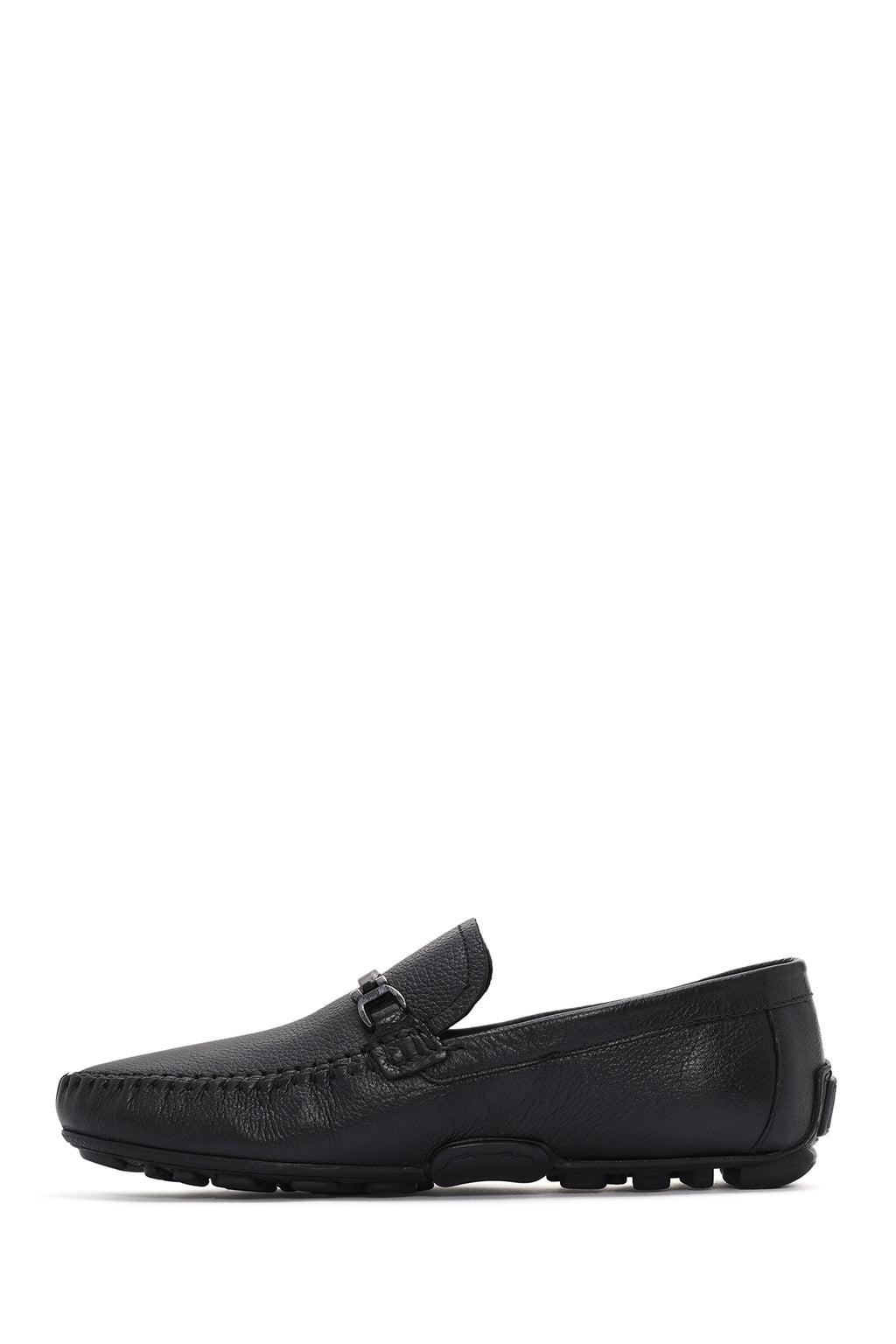 Erkek Siyah Tokalı Deri Casual Loafer