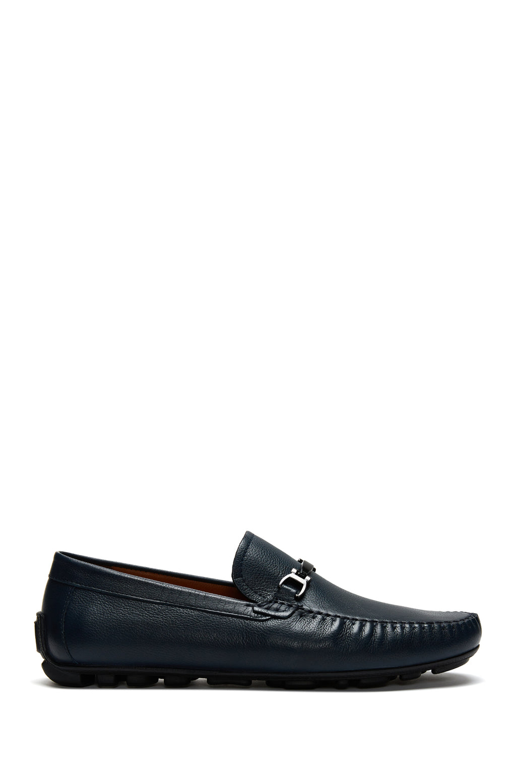Erkek Lacivert Tokalı Deri Casual Loafer