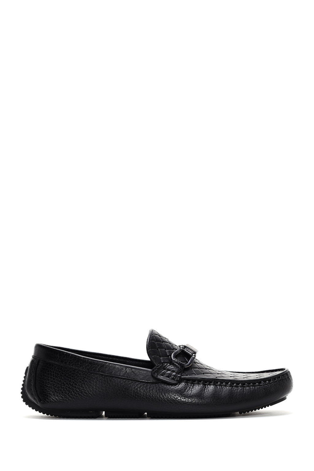 Erkek Siyah Tokalı Deri Casual Loafer