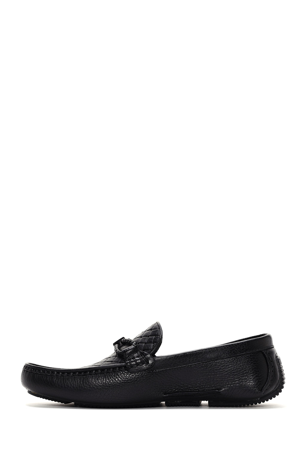Erkek Siyah Tokalı Deri Casual Loafer