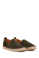 Men's Khaki Suede Leather Espadrille | Derimod