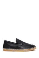 Men's Black Leather Espadrille | Derimod