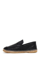 Men's Black Leather Espadrille | Derimod