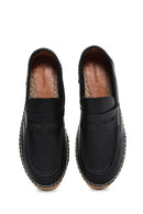 Men's Black Leather Espadrille | Derimod