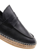 Men's Black Leather Espadrille | Derimod