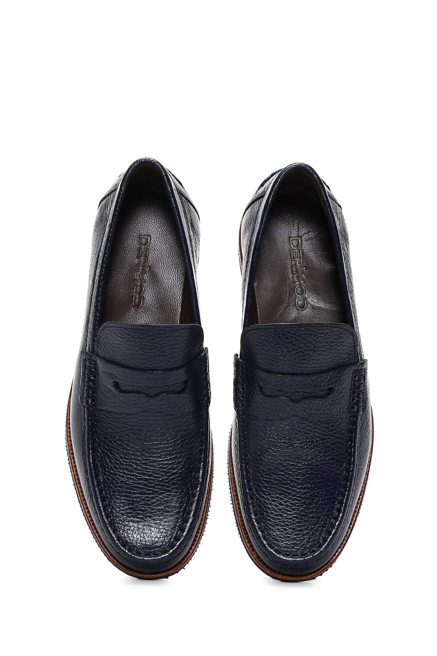 Erkek Lacivert Deri Klasik Loafer