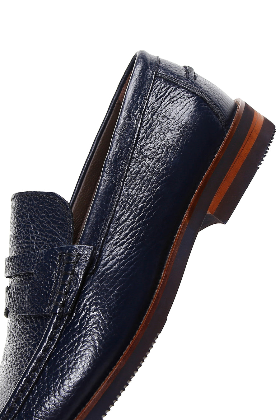 Erkek Lacivert Deri Klasik Loafer