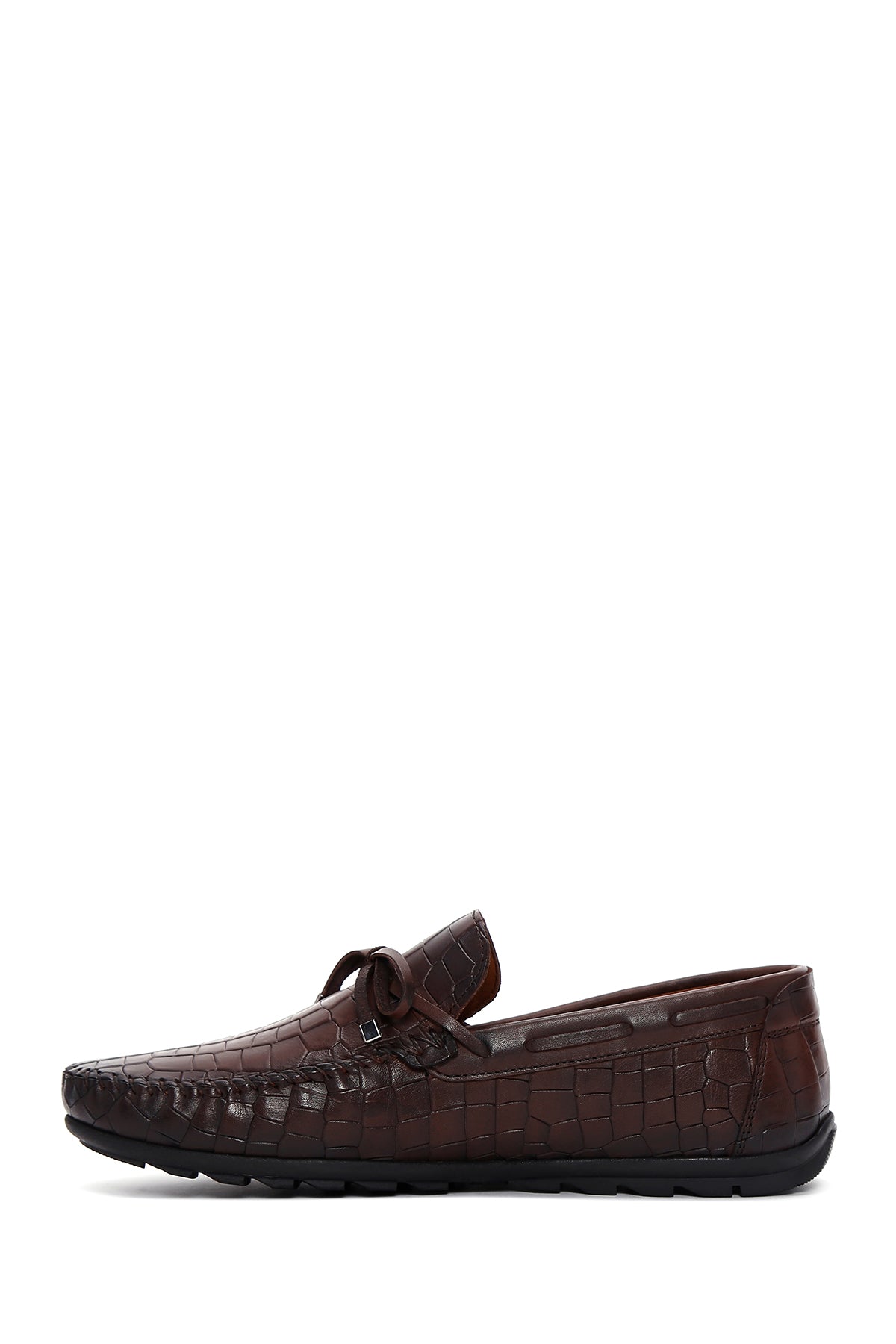Erkek Kahverengi Kroko Deri Püsküllü Loafer