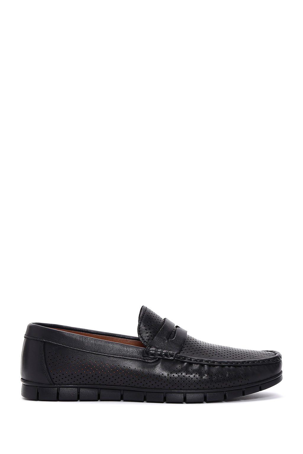 Erkek Siyah Deri Baskılı Loafer