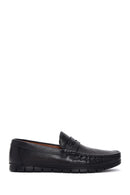 Men's Black Leather Printed Loafer | Derimod