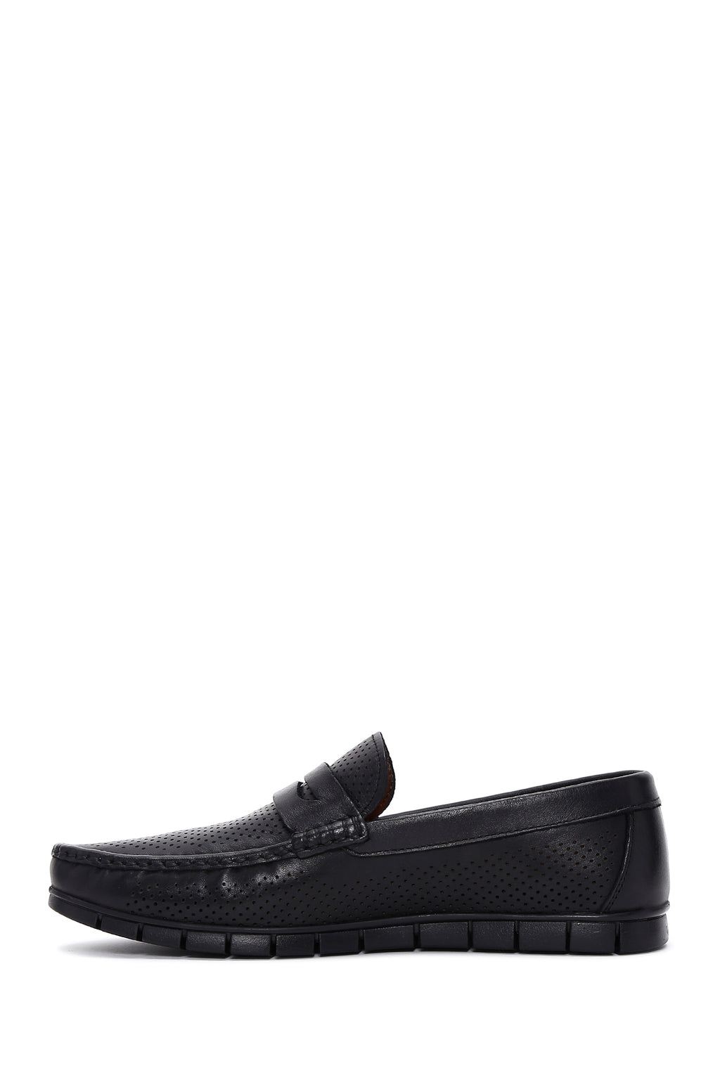 Erkek Siyah Deri Baskılı Loafer