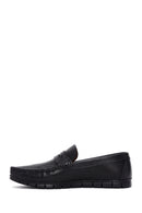 Men's Black Leather Printed Loafer | Derimod
