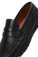 Men's Black Leather Printed Loafer | Derimod