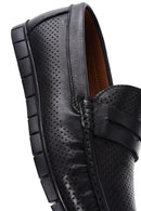 Men's Black Leather Printed Loafer | Derimod