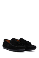 Men's Black Suede Leather Tasseled Loafer | Derimod