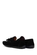 Men's Black Suede Leather Tasseled Loafer | Derimod