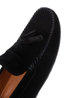 Men's Black Suede Leather Tasseled Loafer | Derimod