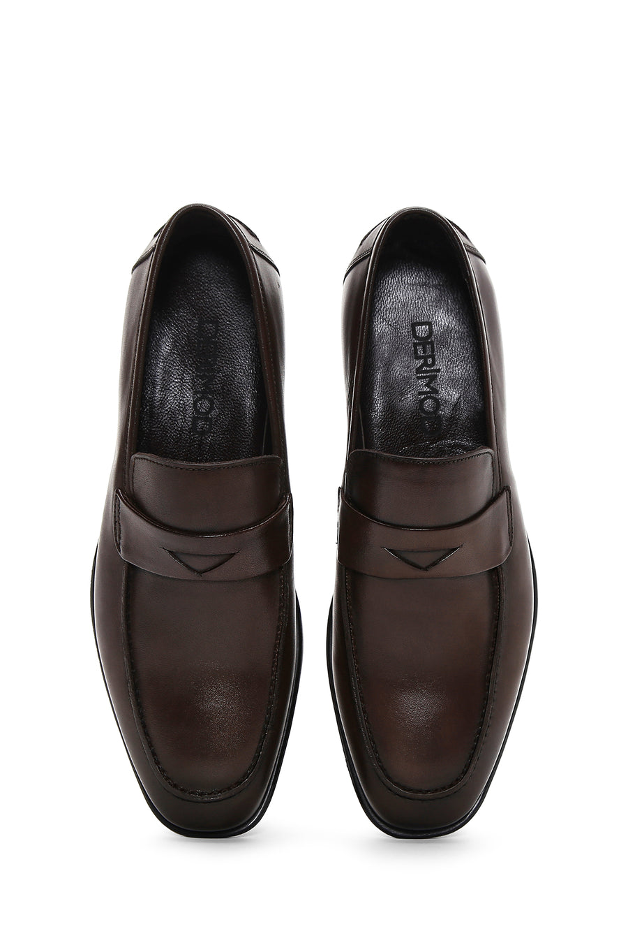 Erkek Kahverengi Deri Klasik Loafer