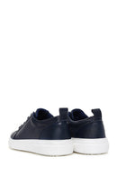 Men's Navy Blue Leather Printed Sneaker | Derimod