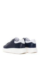 Men's Navy Blue Thick Soled Leather Sneaker | Derimod