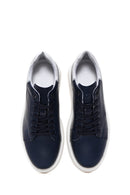 Men's Navy Blue Thick Soled Leather Sneaker | Derimod