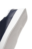 Men's Navy Blue Thick Soled Leather Sneaker | Derimod