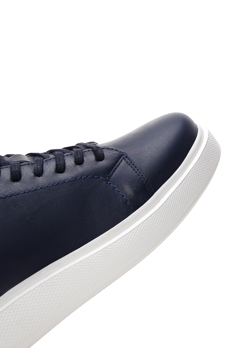 Men's Navy Blue Thick Soled Leather Sneaker