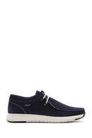 Men's Navy Blue Nubuck Leather Casual Shoes | Derimod