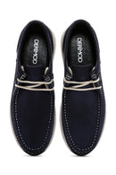 Men's Navy Blue Nubuck Leather Casual Shoes | Derimod