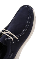 Men's Navy Blue Nubuck Leather Casual Shoes | Derimod