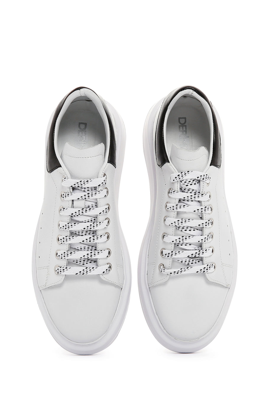 Erkek Beyaz Deri Kalın Tabanlı Sneaker