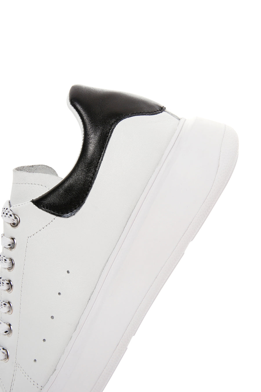 Erkek Beyaz Deri Kalın Tabanlı Sneaker