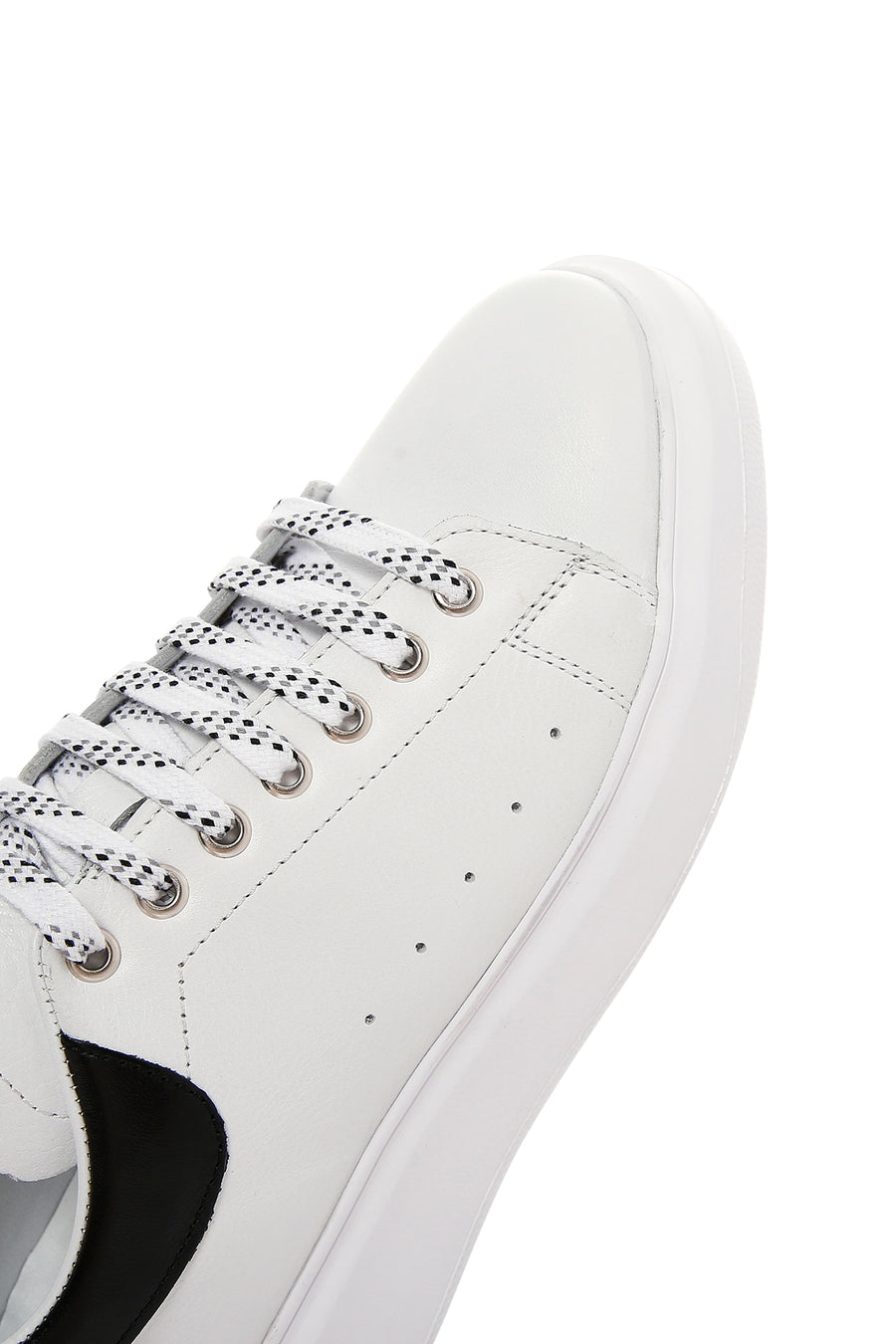 Erkek Beyaz Deri Kalın Tabanlı Sneaker