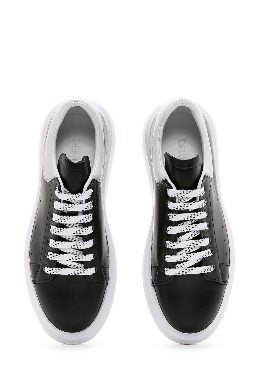 Erkek Siyah Deri Kalın Tabanlı Sneaker