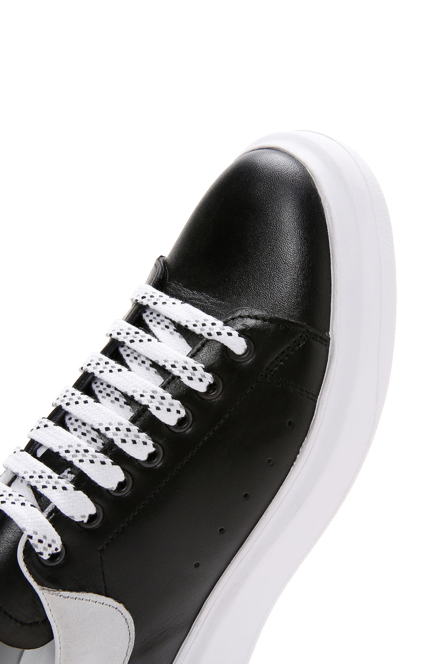 Erkek Siyah Deri Kalın Tabanlı Sneaker