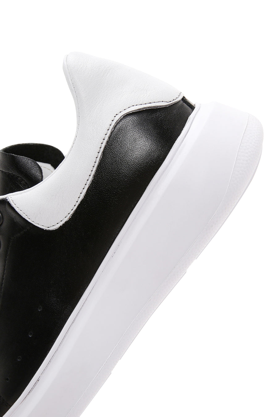Erkek Siyah Deri Kalın Tabanlı Sneaker