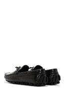 Men's Black Leather Tassel Loafer | Derimod